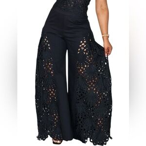 STYLEWE Black Lace Wide-Leg Jumpsuit